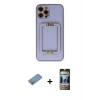 MARSİLYAN™- iPhone 12 Pro Kılıf Kozmos Minimal Prime - Siyah 34D Hayalet Izgaralı Cam + Shine Kamera Lens Koruma Cam - GS