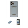 MARSİLYAN™- iPhone 12 Pro Kılıf Kozmos Minimal Prime - Siyah 34D Hayalet Izgaralı Cam + Shine Kamera Lens Koruma Cam - GS