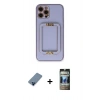 MARSİLYAN™- iPhone 12 Pro Kılıf Kozmos Minimal Prime - Siyah 34D Hayalet Izgaralı Cam + Metal Kamera Lens Koruma Cam - MI