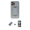 MARSİLYAN™- iPhone 12 Pro Kılıf Kozmos Minimal Prime - Siyah 34D Hayalet Izgaralı Cam + Metal Kamera Lens Koruma Cam - MI