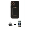 MARSİLYAN™- iPhone 12 Pro Kılıf Kozmos Minimal Prime - Siyah 34D Hayalet Izgaralı Cam + Kamera Lens Koruma Cam - SF