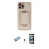 MARSİLYAN™- iPhone 12 Pro Kılıf Kozmos Minimal Prime - Siyah 34D Hayalet Izgaralı Cam + Shine Kamera Lens Koruma Cam - MI