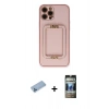 MARSİLYAN™- iPhone 12 Pro Kılıf Kozmos Minimal Prime - Siyah 34D Hayalet Izgaralı Cam + Shine Kamera Lens Koruma Cam - MI