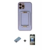 MARSİLYAN™- iPhone 12 Pro Kılıf Kozmos Minimal Prime - Siyah 34D Hayalet Izgaralı Cam + Shine Kamera Lens Koruma Cam - GI