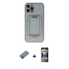 MARSİLYAN™- iPhone 12 Pro Kılıf Kozmos Minimal Prime - Siyah 34D Hayalet Izgaralı Cam + Siyah Shine Kamera Lens Koruma Cam