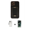 MARSİLYAN™- iPhone 12 Pro Kılıf Kozmos Minimal Prime - Siyah 360 Mat Full Body Arka Koruyucu + Shine Kamera Lens - GS