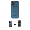 MARSİLYAN™- iPhone 12 Pro Kılıf Kozmos Minimal Prime - Siyah 360 Mat Full Body Arka Koruyucu + Neon Fosforlu Kamera Lens - MI