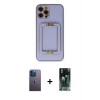 MARSİLYAN™- iPhone 12 Pro Kılıf Kozmos Minimal Prime - Siyah 360 Mat Full Body Arka Koruyucu + Neon Fosforlu Kamera Lens - MI