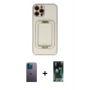 MARSİLYAN™- iPhone 12 Pro Kılıf Kozmos Minimal Prime - Siyah 360 Mat Full Body Arka Koruyucu + Neon Fosforlu Kamera Lens - MI