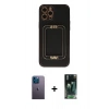 MARSİLYAN™- iPhone 12 Pro Kılıf Kozmos Minimal Prime - Siyah 360 Mat Full Body Arka Koruyucu + Neon Fosforlu Kamera Lens - MI