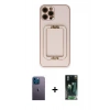 MARSİLYAN™- iPhone 12 Pro Kılıf Kozmos Minimal Prime - Siyah 360 Mat Full Body Arka Koruyucu + Neon Fosforlu Kamera Lens - MI