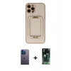 MARSİLYAN™- iPhone 12 Pro Kılıf Kozmos Minimal Prime - Siyah 360 Mat Full Body Arka Koruyucu + Neon Fosforlu Kamera Lens - MI