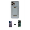 MARSİLYAN™- iPhone 12 Pro Kılıf Kozmos Minimal Prime - Siyah 360 Mat Full Body Arka Koruyucu + Neon Fosforlu Kamera Lens - MI