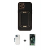 MARSİLYAN™- iPhone 12 Pro Kılıf Kozmos Minimal Prime - Siyah 360 Mat Full Body Arka Koruyucu + Mavi Shine Kamera Lens