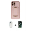 MARSİLYAN™- iPhone 12 Pro Kılıf Kozmos Minimal Prime - Siyah 360 Mat Full Body Arka Koruyucu + Mavi Shine Kamera Lens