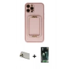 MARSİLYAN™- iPhone 12 Pro Kılıf Kozmos Minimal Prime - Siyah 360 Mat Full Body Arka Koruyucu + Rainbow Kamera Lens Koruma Cam - GD