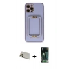 MARSİLYAN™- iPhone 12 Pro Kılıf Kozmos Minimal Prime - Siyah 360 Mat Full Body Arka Koruyucu + Rainbow Kamera Lens Koruma Cam - GD