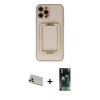 MARSİLYAN™- iPhone 12 Pro Kılıf Kozmos Minimal Prime - Siyah 360 Mat Full Body Arka Koruyucu + Rainbow Kamera Lens Koruma Cam - GD