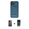 MARSİLYAN™- iPhone 12 Pro Kılıf Kozmos Minimal Prime - Siyah 360 Mat Full Body Arka Koruyucu + Neon Fosforlu Kamera Lens - SI