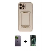 MARSİLYAN™- iPhone 12 Pro Kılıf Kozmos Minimal Prime - Siyah 360 Mat Full Body Arka Koruyucu + Neon Fosforlu Kamera Lens - YL