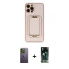 MARSİLYAN™- iPhone 12 Pro Kılıf Kozmos Minimal Prime - Siyah 360 Mat Full Body Arka Koruyucu + Neon Fosforlu Kamera Lens - YL