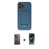 MARSİLYAN™- iPhone 12 Pro Kılıf Kozmos Minimal Prime - Siyah 360 Mat Full Body Arka Koruyucu + Neon Fosforlu Kamera Lens - YL