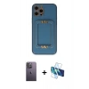 MARSİLYAN™- iPhone 12 Pro Kılıf Kozmos Minimal Prime - Siyah 3D Antistatik Cam Ekran Koruyucu + Neon Fosforlu Kamera Lens - BZ