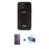 MARSİLYAN™- iPhone 12 Pro Kılıf Kozmos Minimal Prime - Siyah 3D Antistatik Cam Ekran Koruyucu + Neon Fosforlu Kamera Lens - BZ