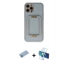 MARSİLYAN™- iPhone 12 Pro Kılıf Kozmos Minimal Prime - Siyah 3D Antistatik Cam Ekran Koruyucu + Shine Kamera Lens Koruma Cam - MI