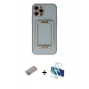 MARSİLYAN™- iPhone 12 Pro Kılıf Kozmos Minimal Prime - Siyah 3D Antistatik Cam Ekran Koruyucu + Shine Kamera Lens Koruma Cam - SABE