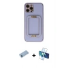 MARSİLYAN™- iPhone 12 Pro Kılıf Kozmos Minimal Prime - Siyah 3D Antistatik Cam Ekran Koruyucu + Shine Kamera Lens Koruma Cam - MI