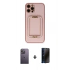 MARSİLYAN™- iPhone 12 Pro Kılıf Kozmos Minimal Prime - Siyah 3D Antistatik Hayalet Cam Ekran Koruyucu + Neon Fosforlu Kamera Lens - BZ