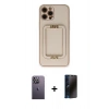 MARSİLYAN™- iPhone 12 Pro Kılıf Kozmos Minimal Prime - Siyah 3D Antistatik Hayalet Cam Ekran Koruyucu + Neon Fosforlu Kamera Lens - BZ