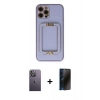 MARSİLYAN™- iPhone 12 Pro Kılıf Kozmos Minimal Prime - Siyah 3D Antistatik Hayalet Cam Ekran Koruyucu + Neon Fosforlu Kamera Lens - BZ