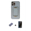 MARSİLYAN™- iPhone 12 Pro Kılıf Kozmos Minimal Prime - Siyah 3D Antistatik Hayalet Cam Ekran Koruyucu + Metal Kamera Lens Koruma Cam - GD