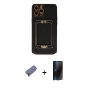 MARSİLYAN™- iPhone 12 Pro Kılıf Kozmos Minimal Prime - Siyah 3D Antistatik Hayalet Cam Ekran Koruyucu + Metal Kamera Lens Koruma Cam - GD