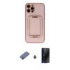 MARSİLYAN™- iPhone 12 Pro Kılıf Kozmos Minimal Prime - Siyah 3D Antistatik Hayalet Cam Ekran Koruyucu + Metal Kamera Lens Koruma Cam - GD