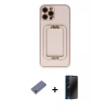 MARSİLYAN™- iPhone 12 Pro Kılıf Kozmos Minimal Prime - Siyah 3D Antistatik Hayalet Cam Ekran Koruyucu + Metal Kamera Lens Koruma Cam - GD