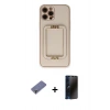 MARSİLYAN™- iPhone 12 Pro Kılıf Kozmos Minimal Prime - Siyah 3D Antistatik Hayalet Cam Ekran Koruyucu + Metal Kamera Lens Koruma Cam - GD