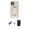 MARSİLYAN™- iPhone 12 Pro Kılıf Kozmos Minimal Prime - Siyah 3D Antistatik Hayalet Cam Ekran Koruyucu + Metal Kamera Lens Koruma Cam - GD