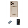 MARSİLYAN™- iPhone 12 Pro Kılıf Kozmos Minimal Prime - Siyah 3D Antistatik Hayalet Cam Ekran Koruyucu + Metal Kamera Lens Koruma Cam - KI