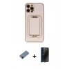 MARSİLYAN™- iPhone 12 Pro Kılıf Kozmos Minimal Prime - Siyah 3D Antistatik Hayalet Cam Ekran Koruyucu + Metal Kamera Lens Koruma Cam - KI