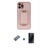 MARSİLYAN™- iPhone 12 Pro Kılıf Kozmos Minimal Prime - Siyah 3D Antistatik Hayalet Cam Ekran Koruyucu + Metal Kamera Lens Koruma Cam - KI