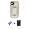 MARSİLYAN™- iPhone 12 Pro Kılıf Kozmos Minimal Prime - Siyah 3D Antistatik Hayalet Cam Ekran Koruyucu + Metal Kamera Lens Koruma Cam - KI