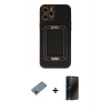 MARSİLYAN™- iPhone 12 Pro Kılıf Kozmos Minimal Prime - Siyah 3D Antistatik Hayalet Cam Ekran Koruyucu + Metal Kamera Lens Koruma Cam - KI