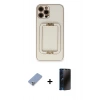 MARSİLYAN™- iPhone 12 Pro Kılıf Kozmos Minimal Prime - Siyah 3D Antistatik Hayalet Cam Ekran Koruyucu + Metal Kamera Lens Koruma Cam - KUYL