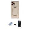MARSİLYAN™- iPhone 12 Pro Kılıf Kozmos Minimal Prime - Siyah 3D Antistatik Hayalet Cam Ekran Koruyucu + Metal Kamera Lens Koruma Cam - KUYL