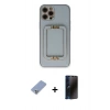 MARSİLYAN™- iPhone 12 Pro Kılıf Kozmos Minimal Prime - Siyah 3D Antistatik Hayalet Cam Ekran Koruyucu + Metal Kamera Lens Koruma Cam - KUYL