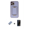 MARSİLYAN™- iPhone 12 Pro Kılıf Kozmos Minimal Prime - Siyah 3D Antistatik Hayalet Cam Ekran Koruyucu + Metal Kamera Lens Koruma Cam - KUYL