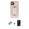 MARSİLYAN™- iPhone 12 Pro Kılıf Kozmos Minimal Prime - Siyah 3D Antistatik Hayalet Cam Ekran Koruyucu + Metal Kamera Lens Koruma Cam - KUYL